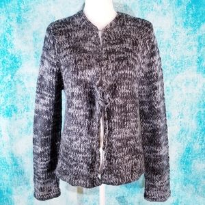 Kenji Natural Mohair Tie-Front Gret Knit Sweater